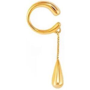 18K Gold Teardrop Dangle Ear Cuff Earrings Elegant Non Pierced For Women Jewelry
